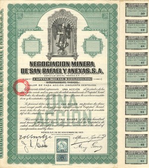 Negociacion Minera De San Rafael Y Anexas, S.A. - Stock Certificate